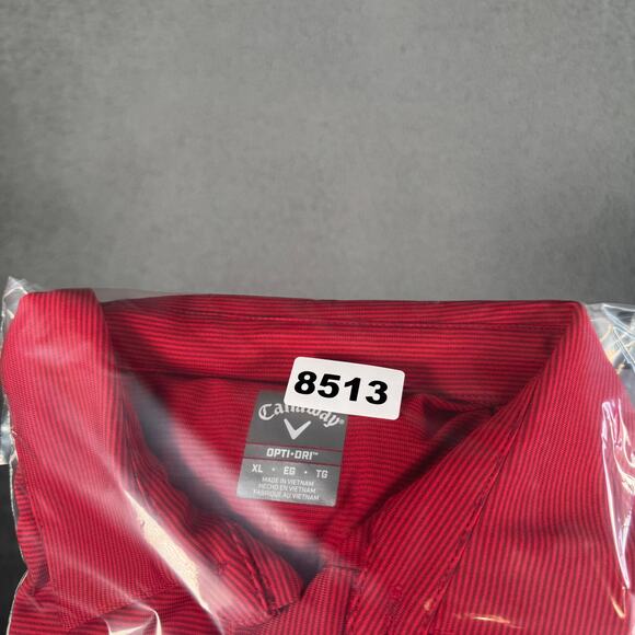 Callaway Mens Golf Stripe Polo XL Short Sleeve Red Opti Dri - Picture 9 of 9